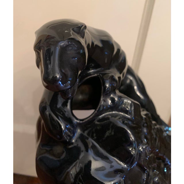 1950s Vintage Black Glazed Ceramic Panther For Sale In Los Angeles - Image 6 of 8