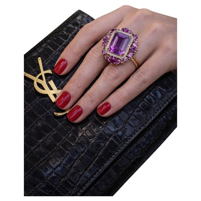 Late 20th Century Bochic “Capri” Vintage Amethyst & Topaz Ring Set In 18K Gold & Silver For Sale - Image 5 of 12