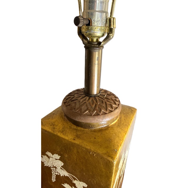 Vintage Gold-Leaf Chinoiserie Ceramic Grapevine Table Lamp For Sale - Image 11 of 18