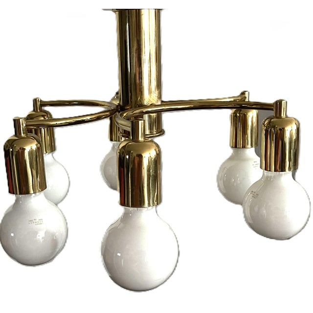 Hollywood Regency Space Age Brass Ceiling Light For Sale - Image 5 of 11
