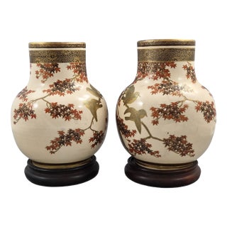 Japanese Meiji Satsuma Vases by Kinkōzan, Kyoto, 1900s, Set of 2 For Sale