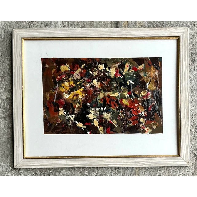 Vintage Boho Original Abstract Oil on Paper: A unique fusion of bohemian spirit and modern artistry, this piece adds a...