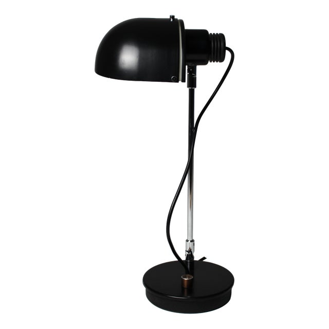 Vintage Spanish Madom Table Lamp in Black Lacquered Metal, 1970s For Sale