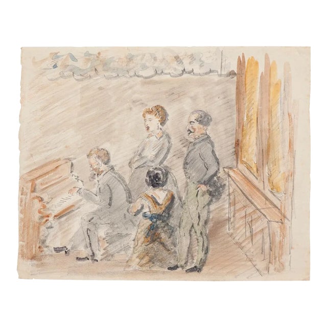 Unknown - Sonata - Original Watercolor on Paper - Early 20th Century For Sale