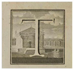 Luigi Vanvitelli, Letter of the Alphabet T, Etching, 18th Century