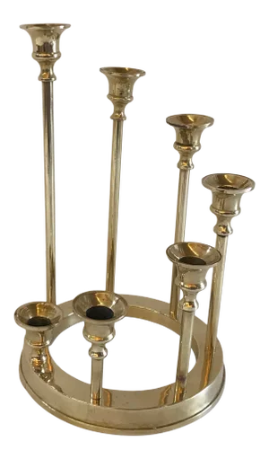 Vintage Brass Menorah Candle Holder