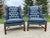 Elegant Mid-Century Chesterfield Wingback Chairs – Tufted Navy Faux Leather with Nailhead Detailing Enhance your living...