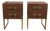 Brown Glass Bedside Tables with Brass and Grey Velvet by Justfurnituress, Set of 2 For Sale