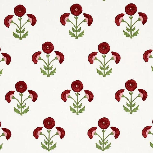 Schumacher Sample - Schumacher Saranda Flower Fabric in Cardinal For Sale - Image 4 of 4