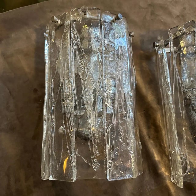 Two 1970s Space Age Murano Glass and Steel Wall Sconces by La Murrina For Sale - Image 16 of 17