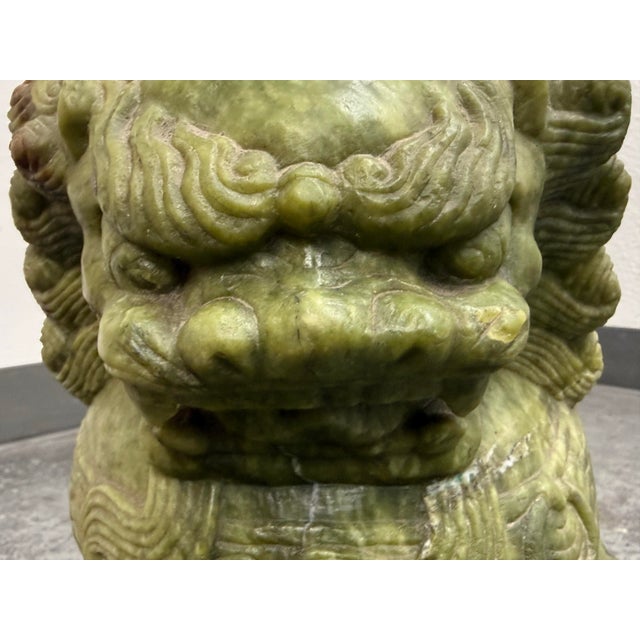 Gemstone Chinese Jade Guardian Lions, Pair For Sale - Image 7 of 12