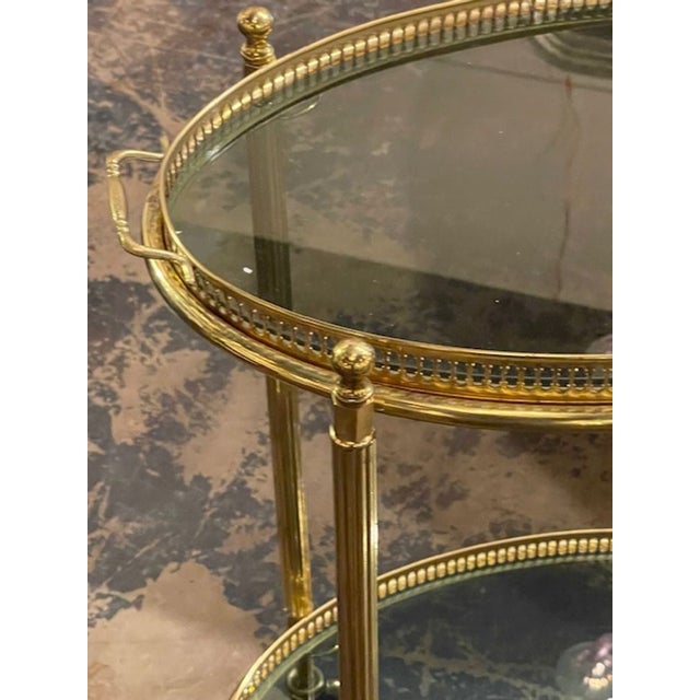 Nice Quality Vintage French Brass Bar Cart For Sale In Dallas - Image 6 of 8