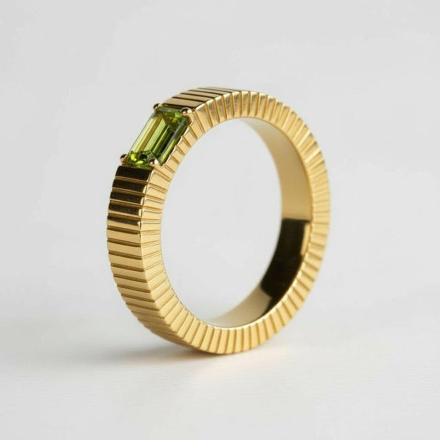 Peridot Solitaire Ring for Men Silver, Gold, Size 9 For Sale - Image 4 of 7