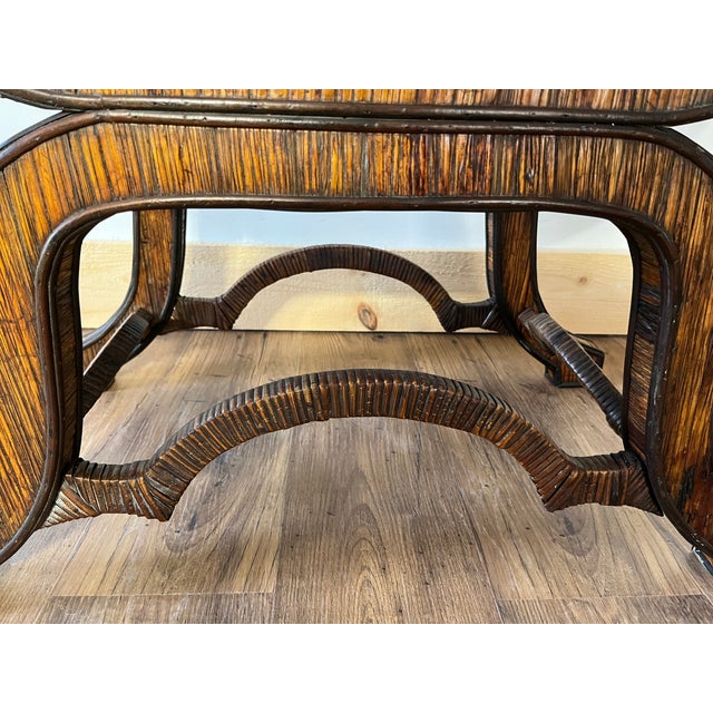 Late 20th Century Bamboo Wrapped Hollywood Regency Neoclassical Style Bench For Sale - Image 4 of 7
