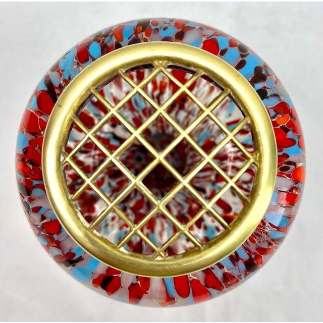 Kralik Pique Fleurs Vase in Multi Color Decor with Grille, 1930s For Sale - Image 3 of 14