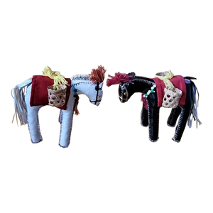 Hand-Stiched Faux Leather Spanish Horse Figurines