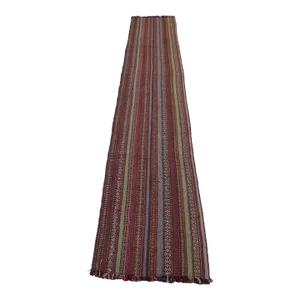 1960s Vintage Striped Very Old Natural Wool Kilim Runner Rug