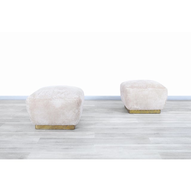 1980s Vintage Oversized Shearling Ottomans / Stools by Marge Carson, 1980s For Sale - Image 5 of 10