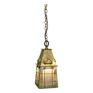 Arts and Crafts Brass Hall Lantern, 1920s For Sale