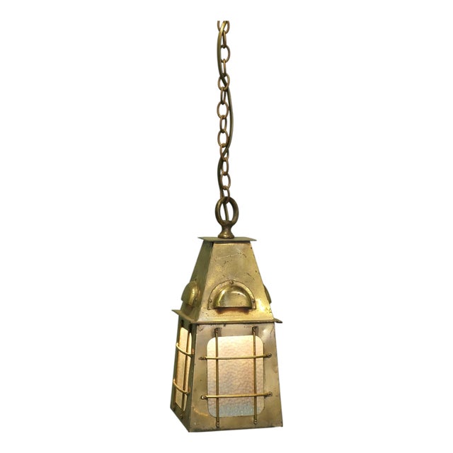 Arts and Crafts Brass Hall Lantern, 1920s For Sale