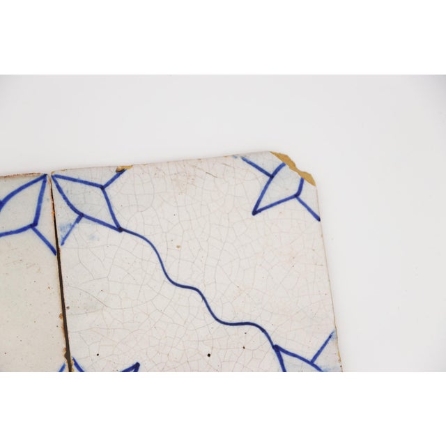 Ceramic 19th Century Antique Portuguese Tiles, Blue & White Set of Four For Sale - Image 7 of 15