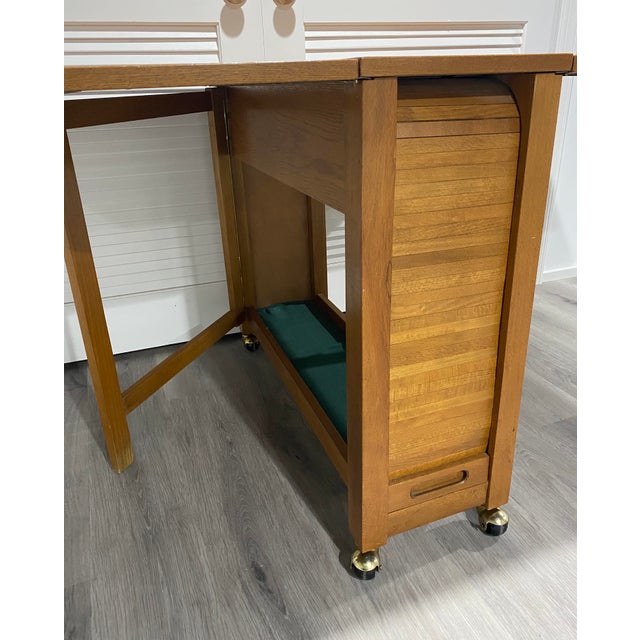 Vintage MidCentury DropLeaf Table on Casters With 4 Hideaway Chairs