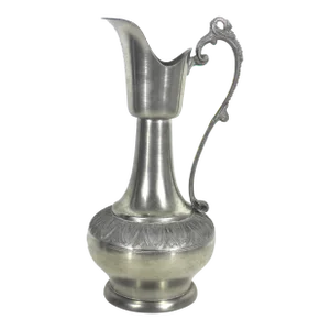 Vintage Real Pewter Pitcher Ornate Swan Handle Vase