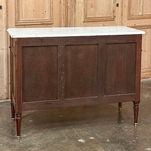 Antique French Louis XVI Mahogany Commode With Carrara Marble For Sale - Image 17 of 17