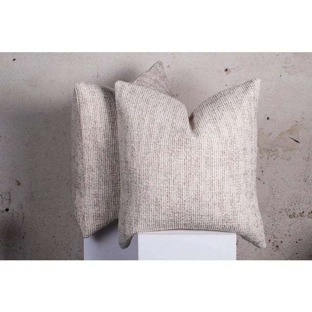 Contemporary Custom Neutral Chenille Textured Pillows - a Pair For Sale - Image 3 of 7