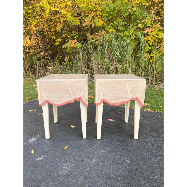 John Dickinson Vintage Pair of Trompe l'Oeil Carved Wood Side Tables For Sale - Image 4 of 5