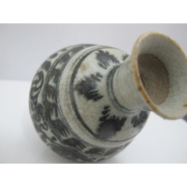 Blue Antique Vietnamese Southeast Asian Blue Flower Pottery Jarlet Bottle Vase For Sale - Image 8 of 11