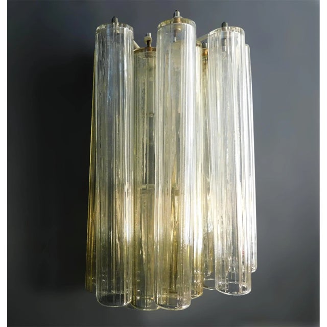 1960s Clear and Yellow Murano Tubes Sconce For Sale - Image 6 of 8
