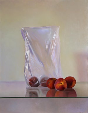 Peaches Ii, Photorealistic Signed Oil Painting by Gustavo Schmidt