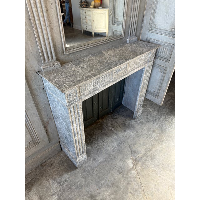 19th Century French Louis XVI Style Painted Boiserie Facade and Mantel For Sale In Houston - Image 6 of 8