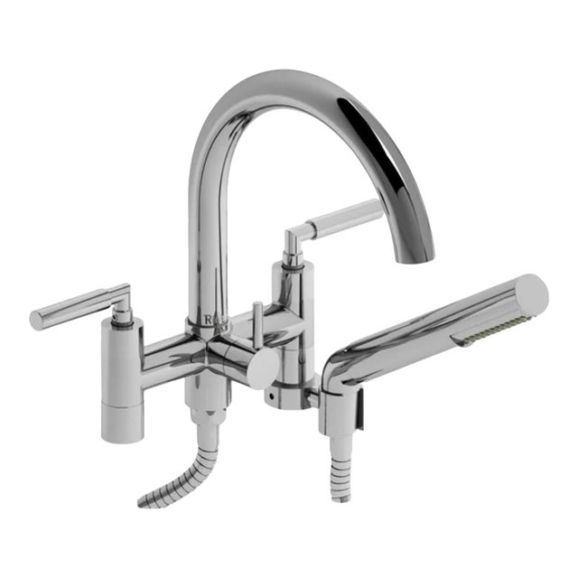 Contemporary Riobel Sylla Polished Nickel Two Hole Tub Filler For Sale