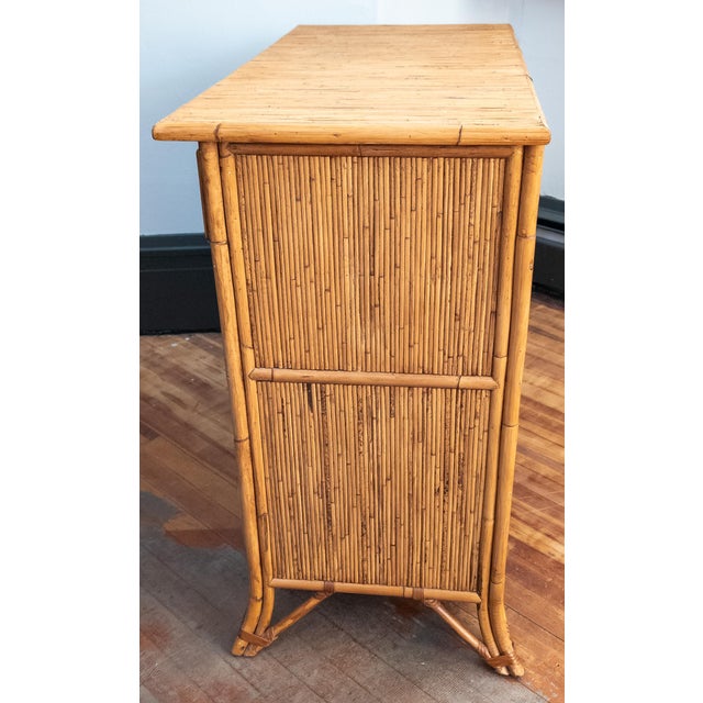 Late 20th Century Chinoiserie Safari Style Bamboo and Rattan Chest of Drawers Milling Road by Baker For Sale - Image 12 of 16