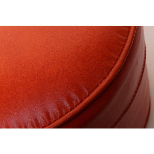 Mid-Century Modern Orange Pouf / Foot Stool / Ottoman For Sale - Image 10 of 16