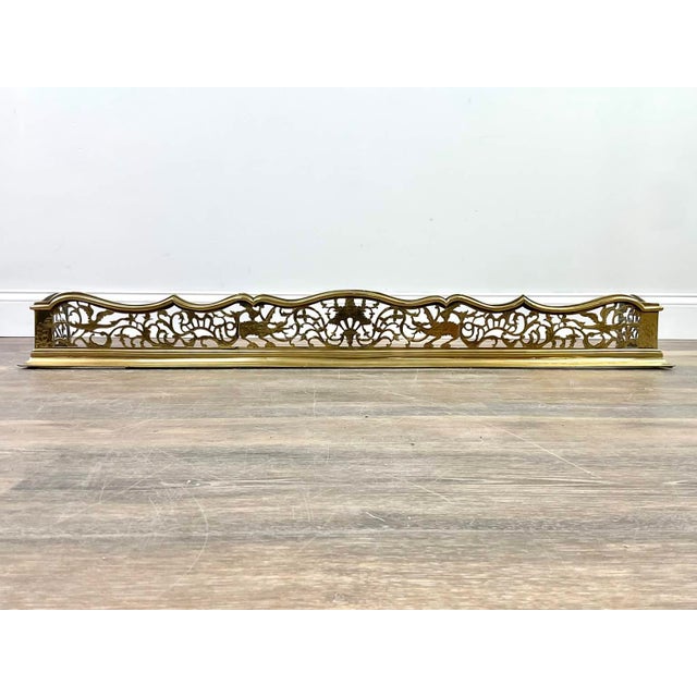 Metal Late 19th Century Late Victorian Brass Fireplace Fender With Pierced Dragon & Foliage Fretwork For Sale - Image 7 of 14