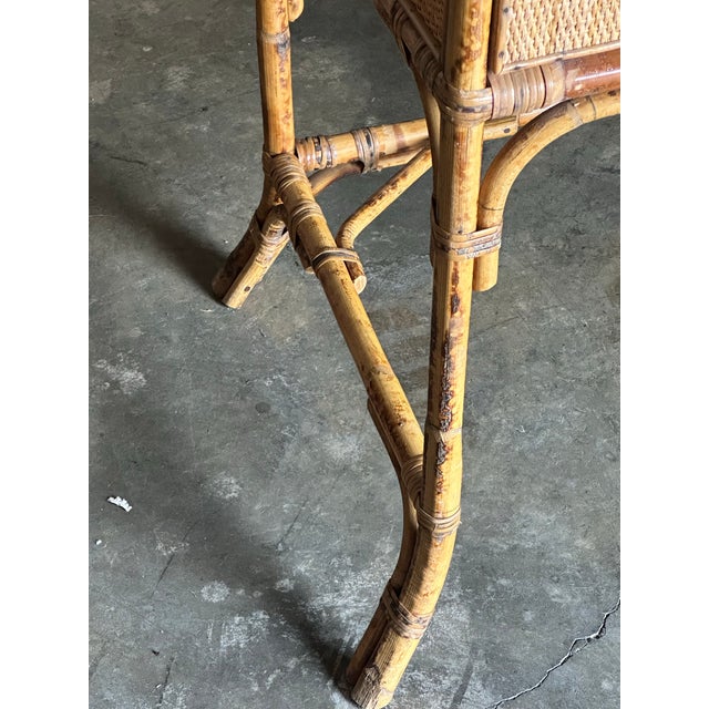 1980s British Colonial Style Burnt Bamboo and Cane Desk/ Vanity For Sale - Image 10 of 12