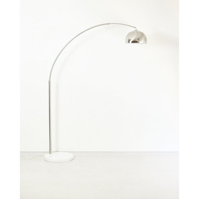 Silver Italian Floor Lamp with Marble, 1970s For Sale - Image 8 of 8