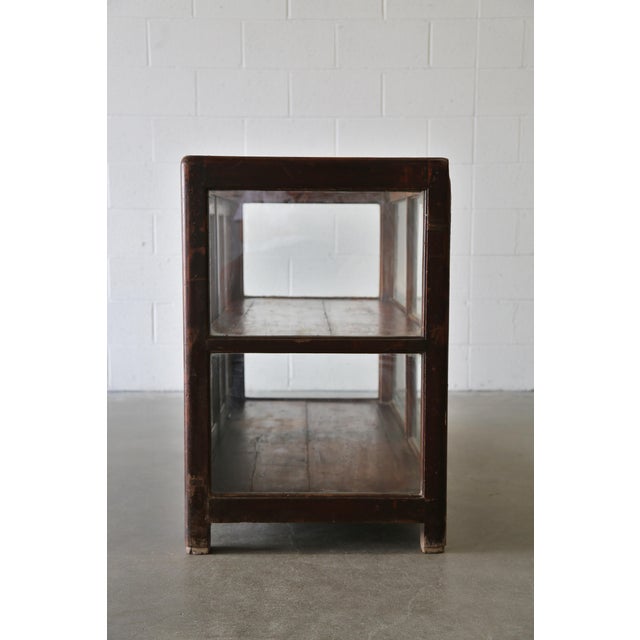 1950s Indonesian Solid Burmese Teak Store Display Cabinet Bar For Sale - Image 4 of 12