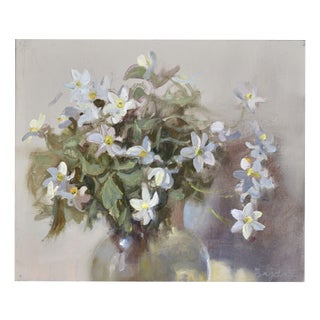 Valery Bayda, Anemones, 2025, Oil on Cardboard For Sale