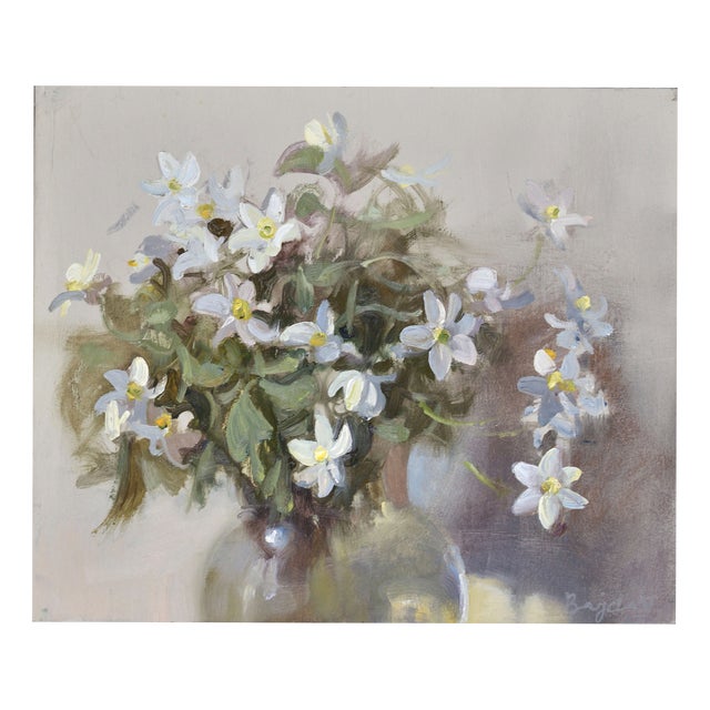 Valery Bayda, Anemones, 2025, Oil on Cardboard For Sale