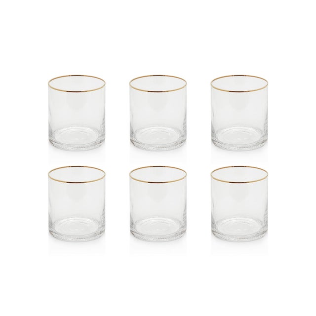 2020s Optic Rock Glasses with Gold Rim, Set of 6 For Sale - Image 5 of 5