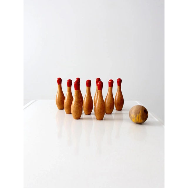 Farmhouse Antique Table Top Bowling Set For Sale - Image 3 of 9