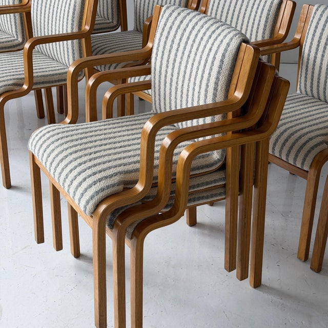 1980s Finnish Bentwood Striped Armchairs by Stendig For Sale - Image 12 of 12