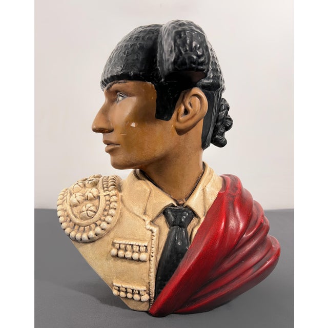 Pair Marwal by Brower Spanish Matador & Señorita Chalkware Bust Sculptures For Sale - Image 4 of 8