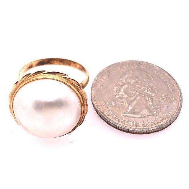 14 Karat Yellow Gold Dome Pearl Ring For Sale - Image 4 of 9