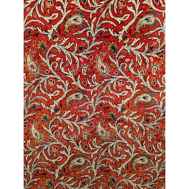 Vintage Persian Qum Area Rug, Handwoven Allover Paisleys Pattern, Red & Ivory, 5’ X 7’ For Sale - Image 9 of 18
