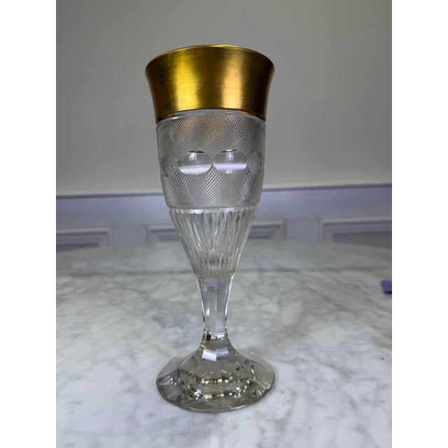 Vintage Moser "Splendid" Crystal Stemware Goblet With 24k Gold Rim For Sale In West Palm - Image 6 of 9